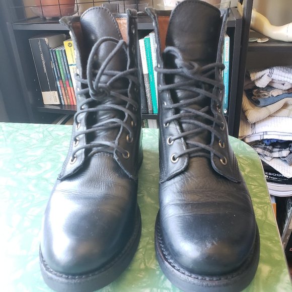 Frye Veronica Combat Boots - Black Vintage Leather - Size 7 - Picture 7 of 13